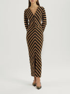 Natalia Knitted Stripe Cardigan | Toffee/Black
