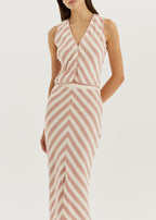 Natalia Knitted Stripe Top | Rose Pink/Ivory