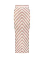 Natalia Knitted Stripe Skirt | Rose Pink/Ivory