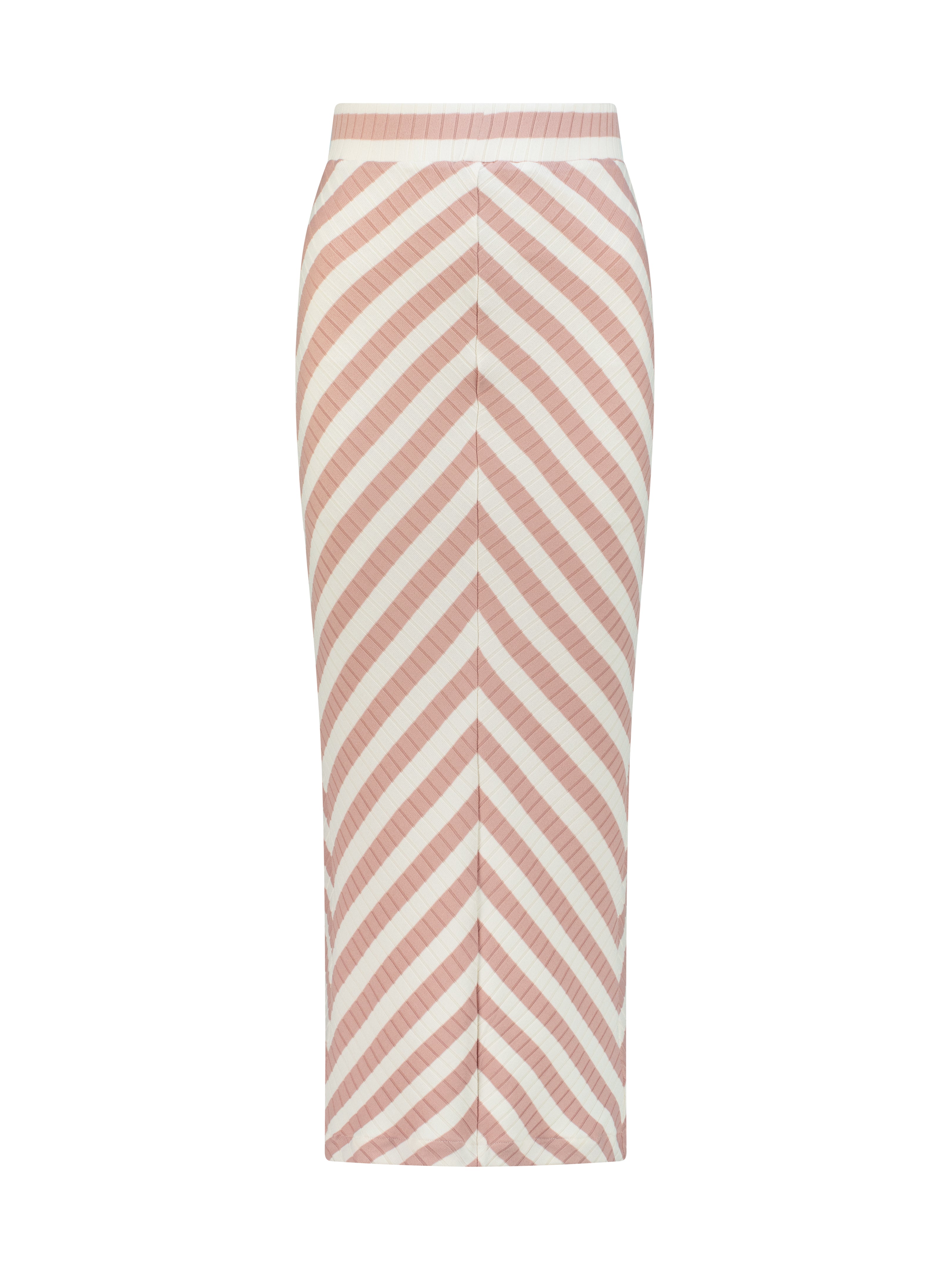 Natalia Knitted Stripe Skirt | Rose Pink/Ivory