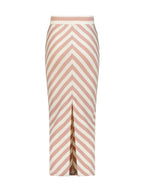 Natalia Knitted Stripe Skirt | Rose Pink/Ivory