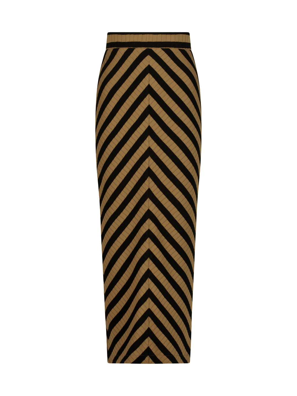 Natalia Knitted Stripe Pencil Skirt | Toffee/Black