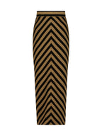 Natalia Knitted Stripe Pencil Skirt | Toffee/Black