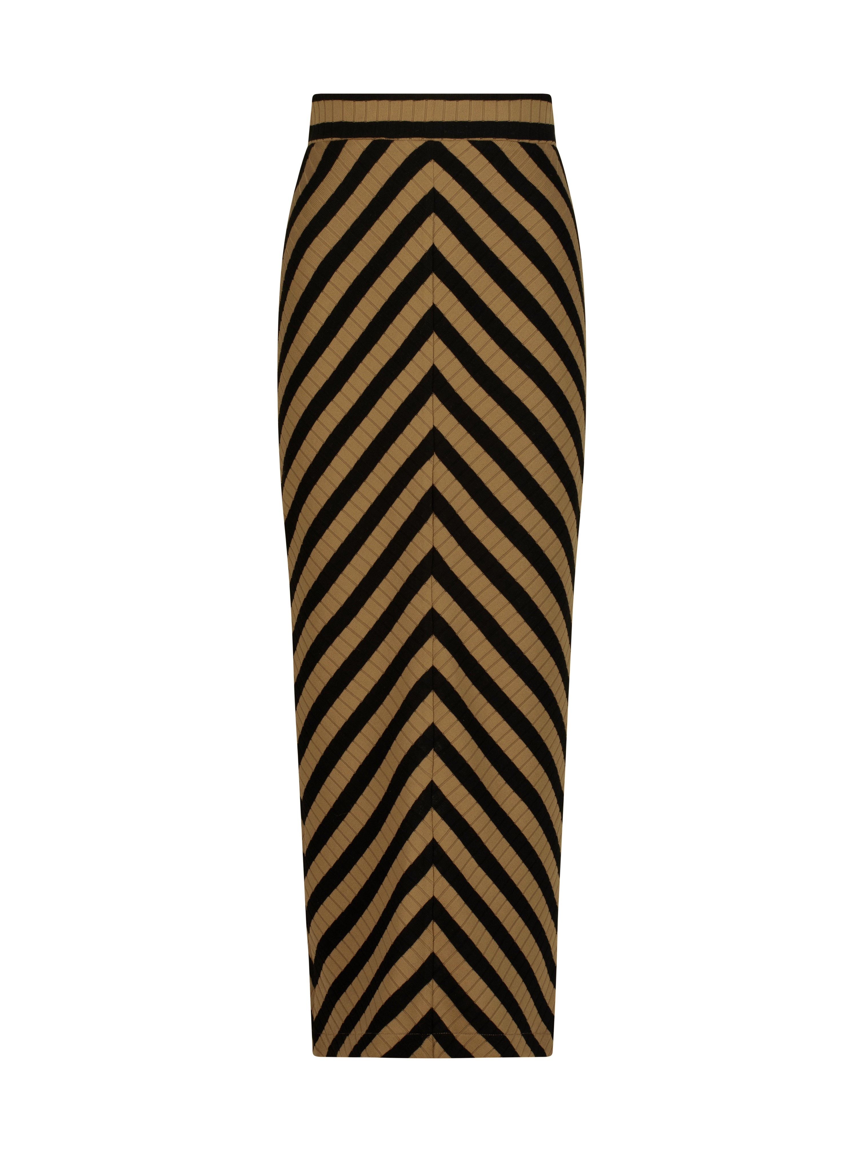 Natalia Knitted Stripe Pencil Skirt | Toffee/Black