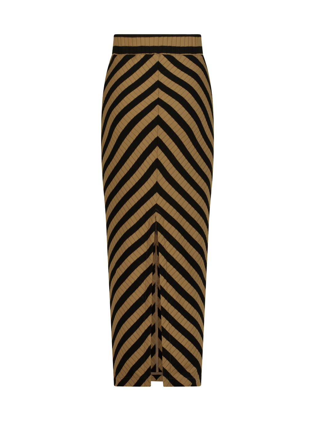 Natalia Knitted Stripe Pencil Skirt | Toffee/Black