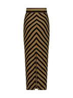 Natalia Knitted Stripe Pencil Skirt | Toffee/Black