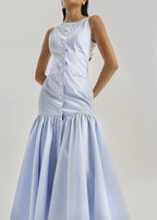 Nina Stripe Fit & Peplum Button Dress | Blue/White