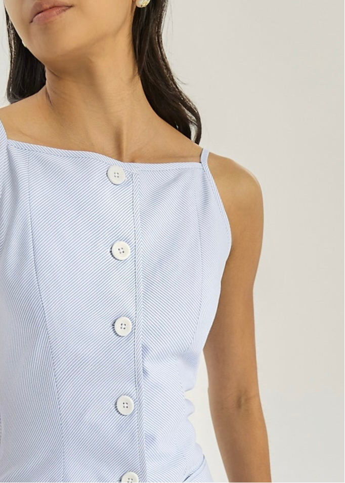 blue and white peplum dress Lacey Dress | Peplum Midi Dress