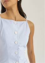 Nina Stripe Fit & Peplum Button Dress | Blue/White