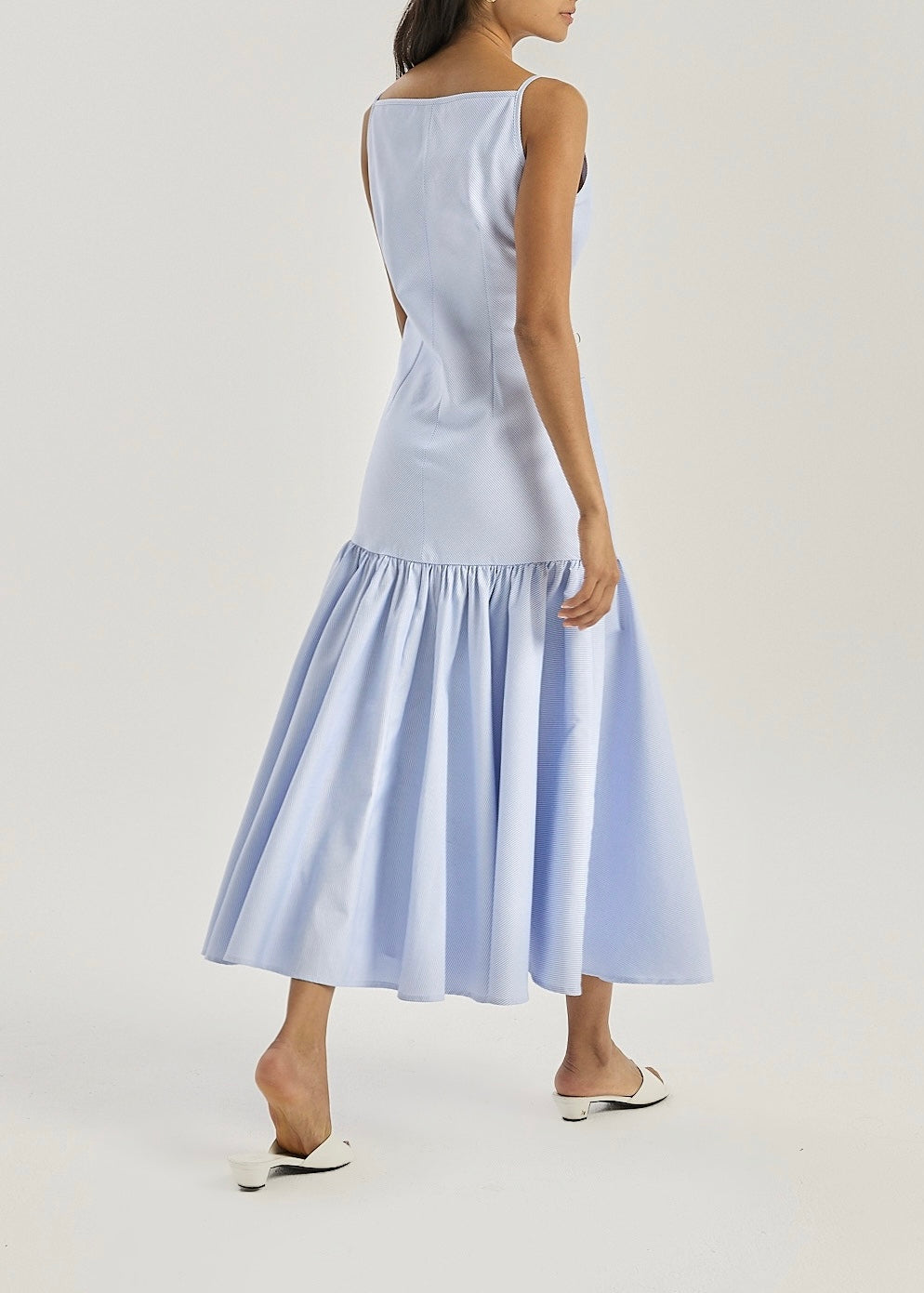 Nina Stripe Fit & Peplum Button Dress | Blue/White