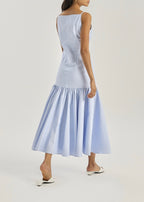 Nina Stripe Fit & Peplum Button Dress | Blue/White