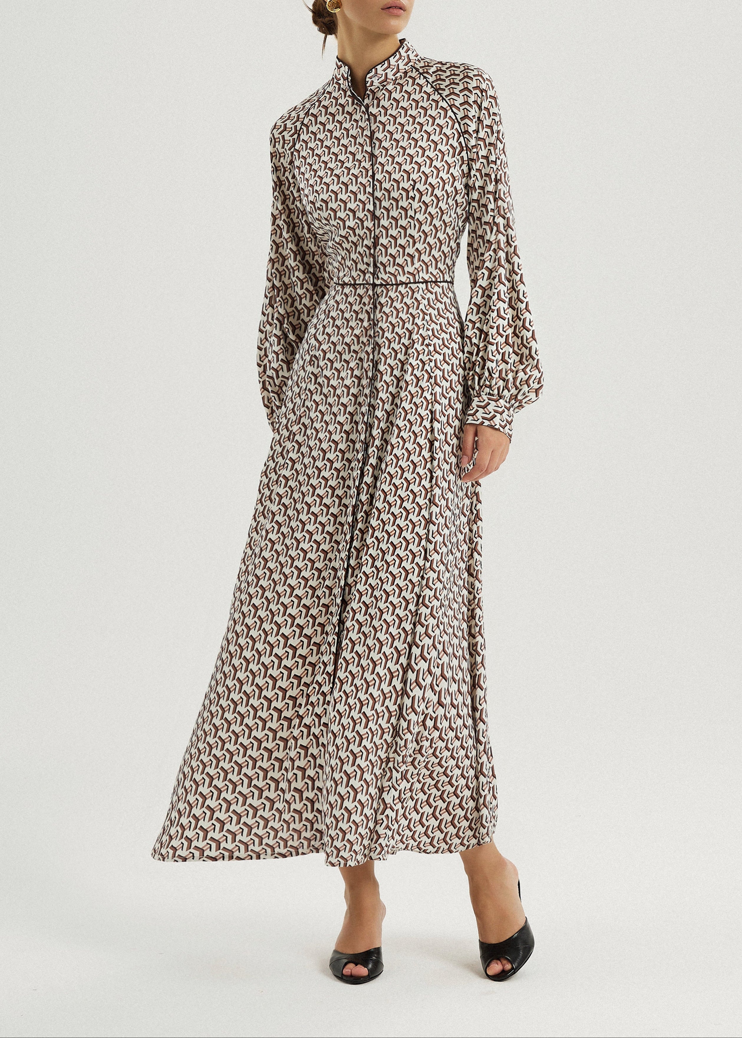 Oxana Geo Print Icon Dress | Ivory