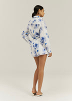 Petra Watercolour Floral Shorts | White/Blue