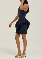 Rania Side Peplum Riviera Dress | Navy