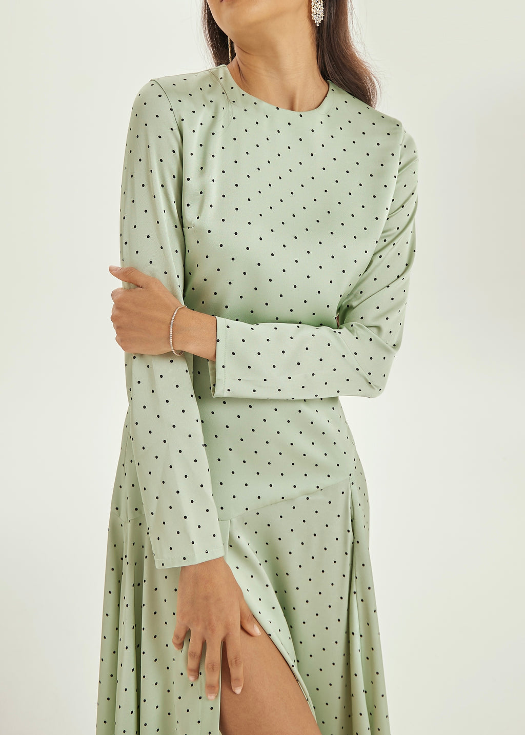 Raquel Polka Elegance Dress | Matcha