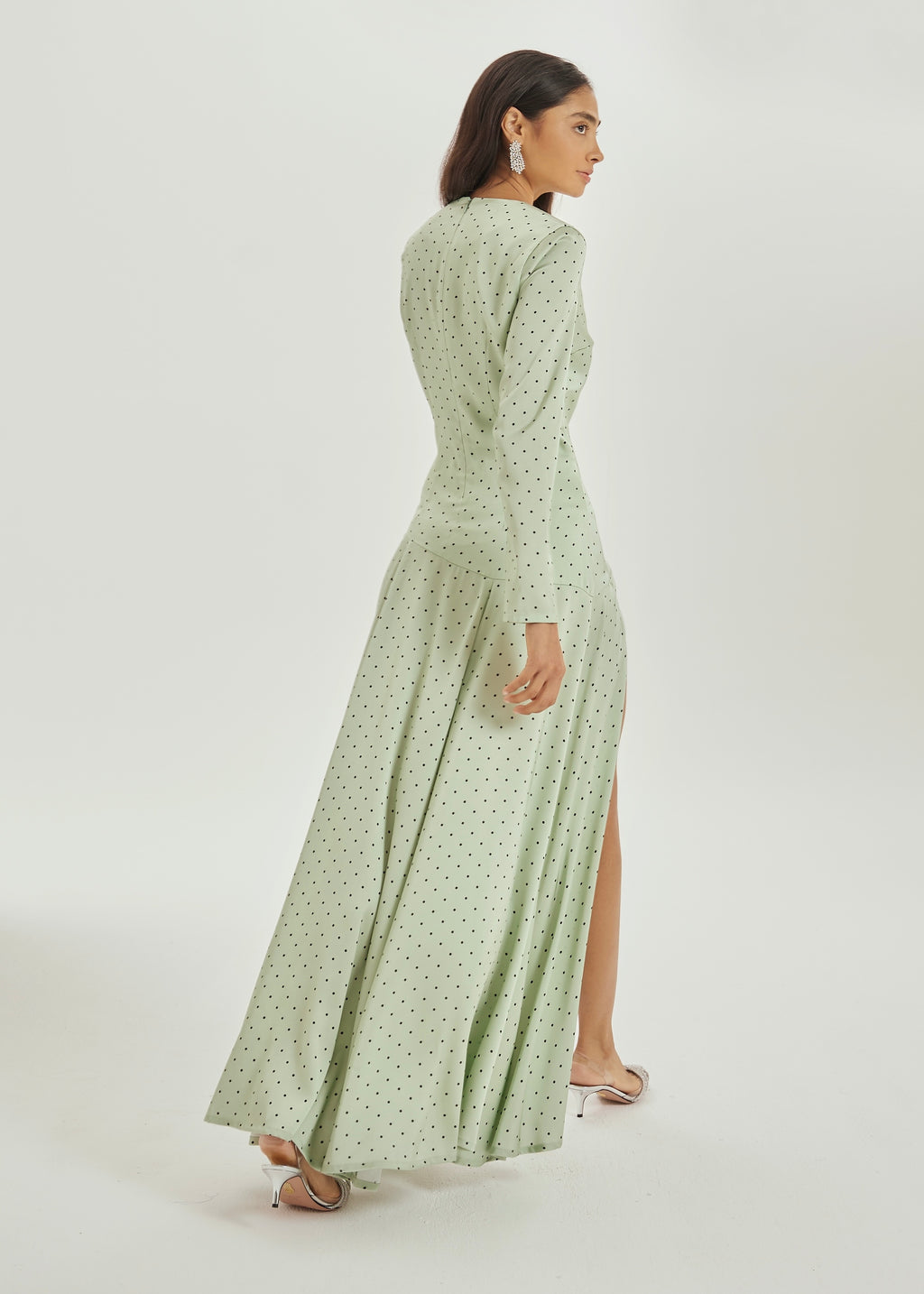Raquel Polka Elegance Dress | Matcha