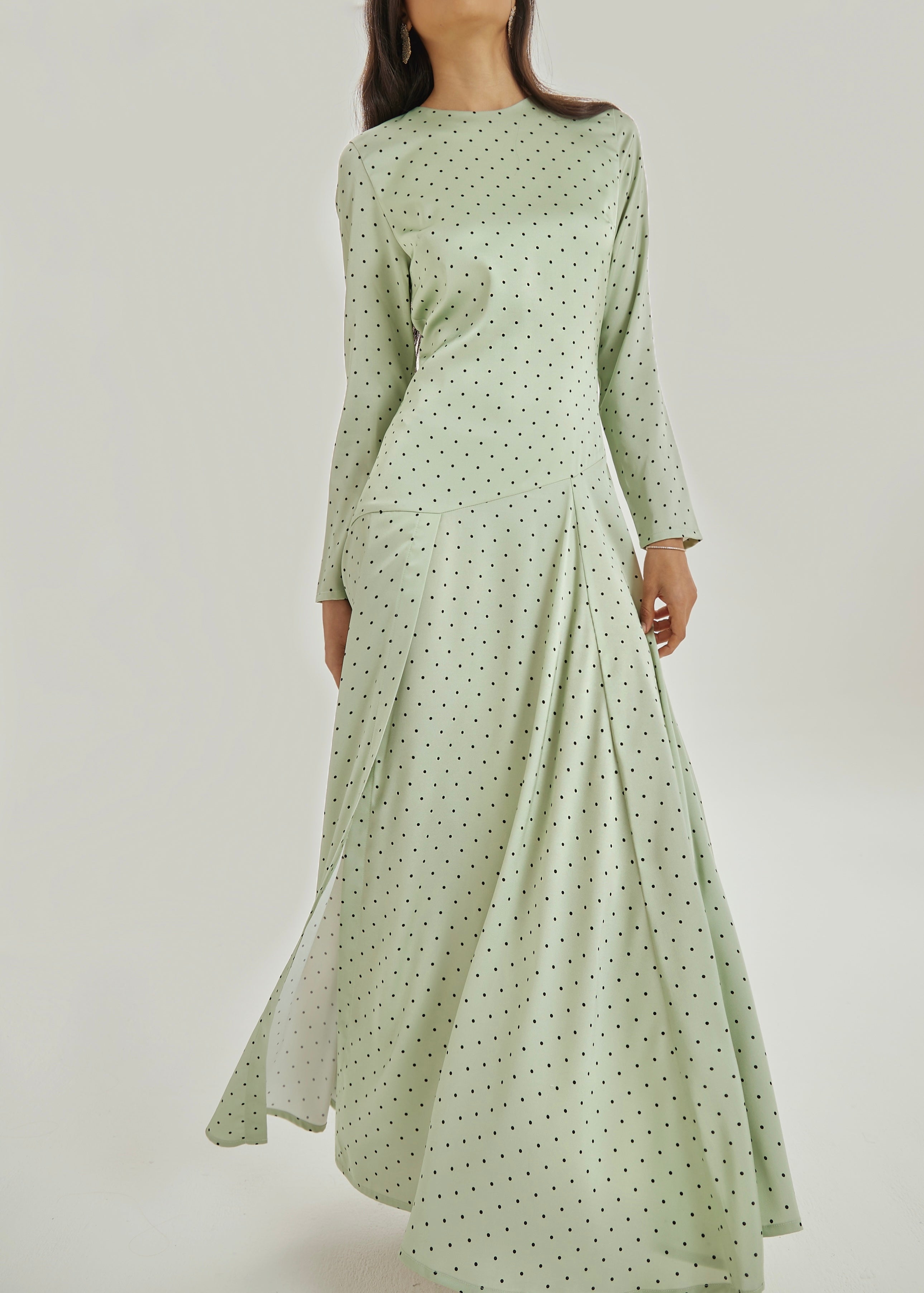 Raquel Polka Elegance Dress | Matcha