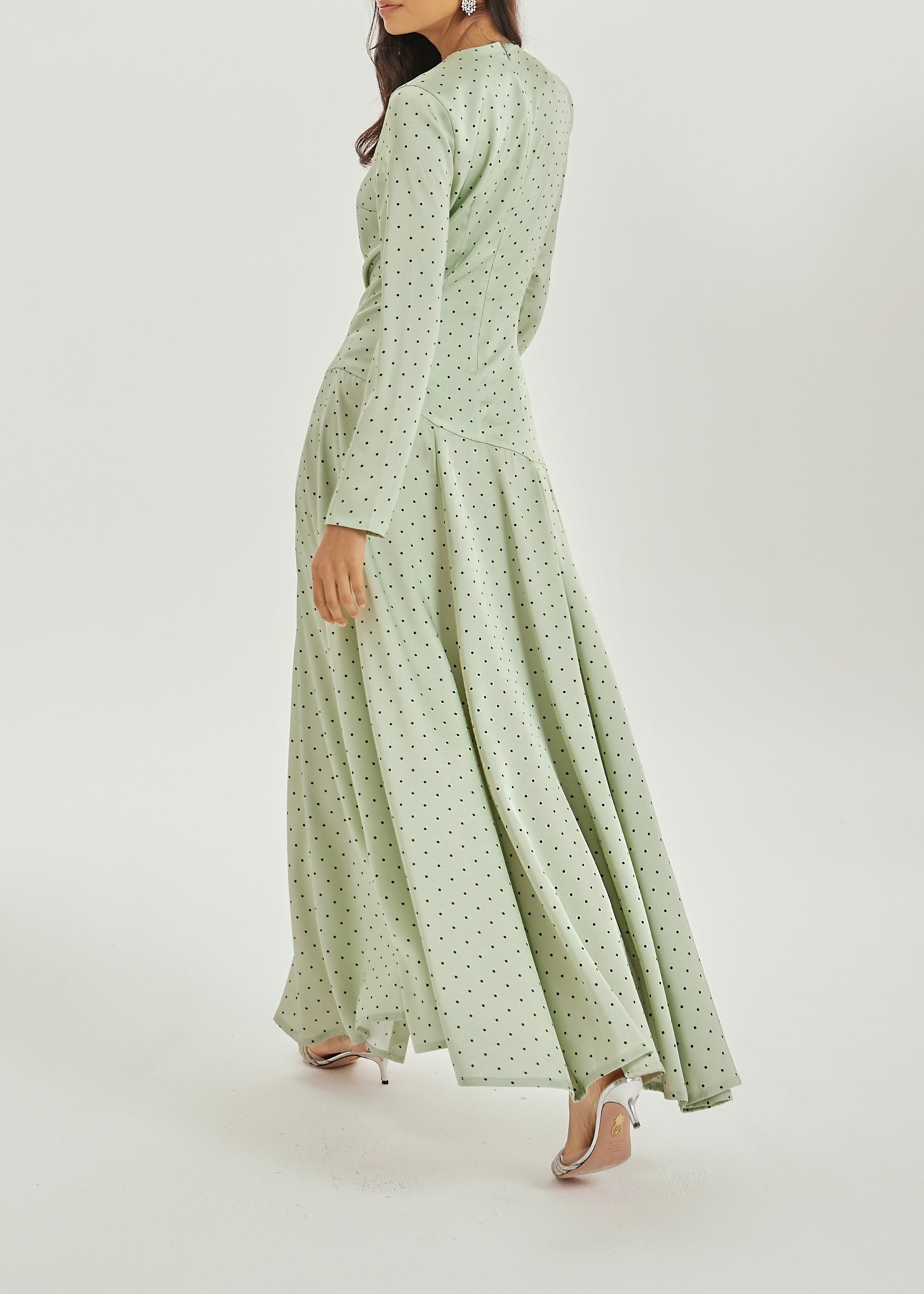 Raquel Polka Elegance Dress | Matcha