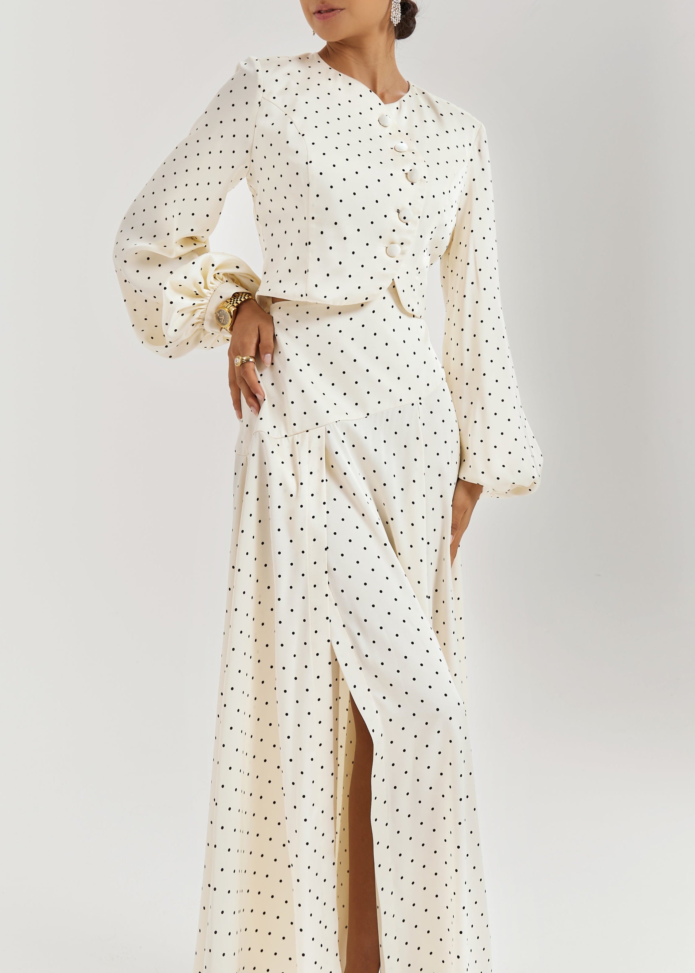 Rhona Polka Dot Blouse | Ivory/Black