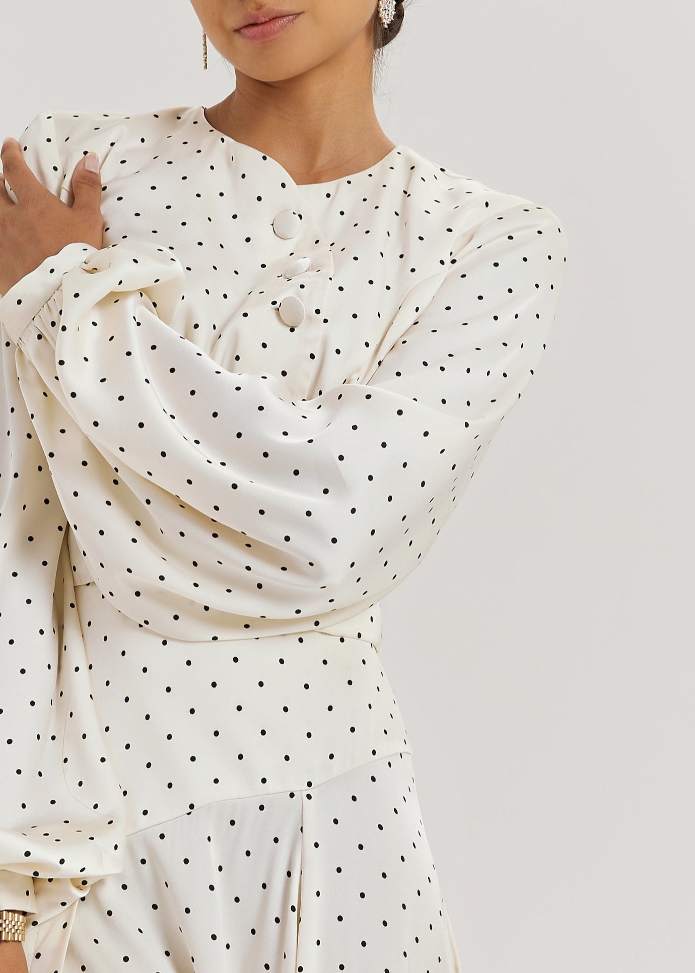 Rhona Polka Dot Blouse | Ivory/Black