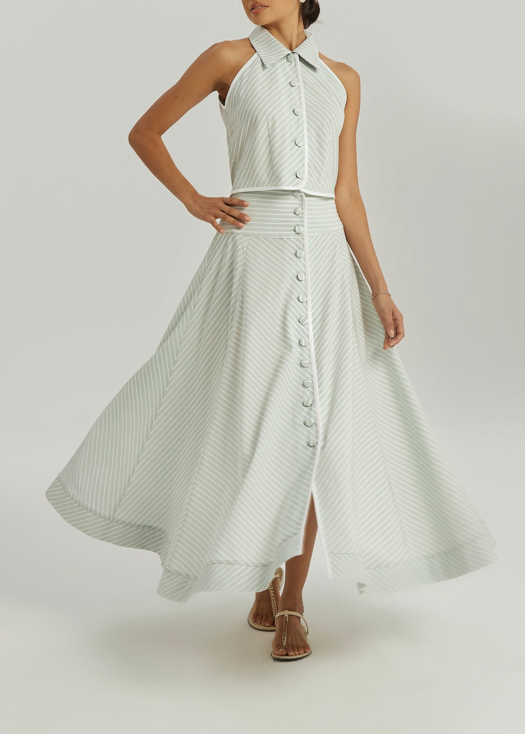 Ria Resort Stripe Dream Skirt | Matcha/White