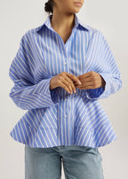 Riina Stripe Premium Peplum Shirt | Blue/White