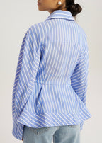 Riina Stripe Premium Peplum Shirt | Blue/White