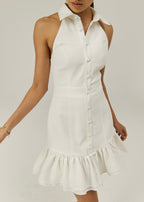 Rikki Denim & Linen Day Dress | White