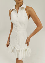 Rikki Denim & Linen Day Dress | White