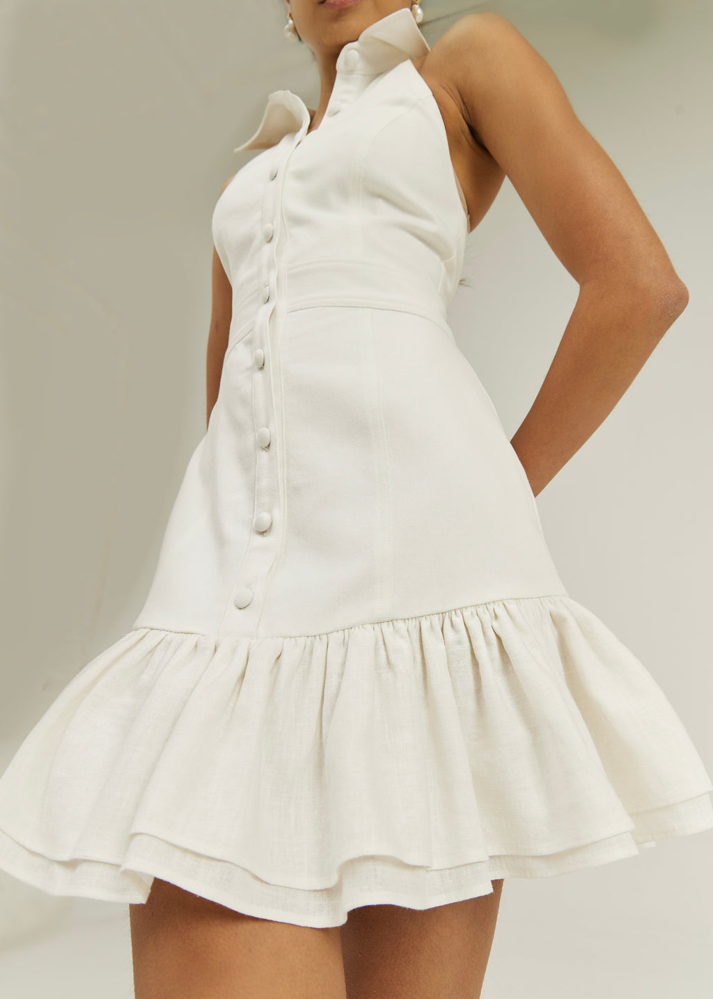 Rikki Denim & Linen Day Dress | White