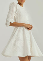 Roma Elegant Knitted Day Dress | White