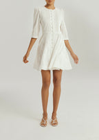 Roma Elegant Knitted Day Dress | White