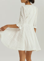 Roma Elegant Knitted Day Dress | White