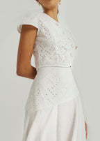 Roxie Cotton Cutwork Top | White
