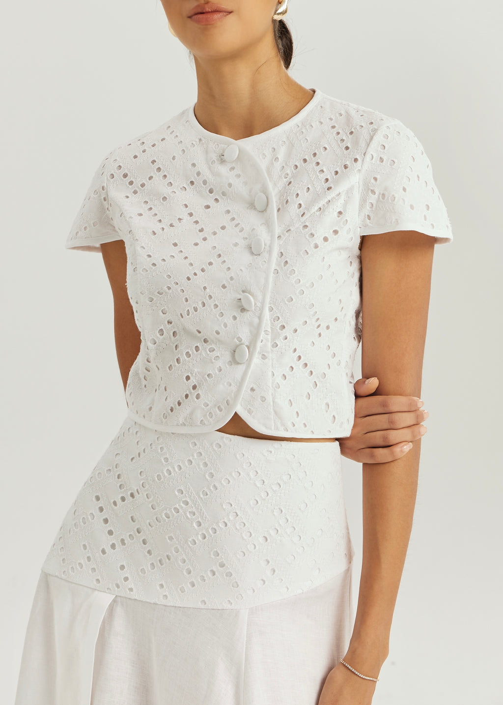 Roxie Cotton Cutwork Top | White