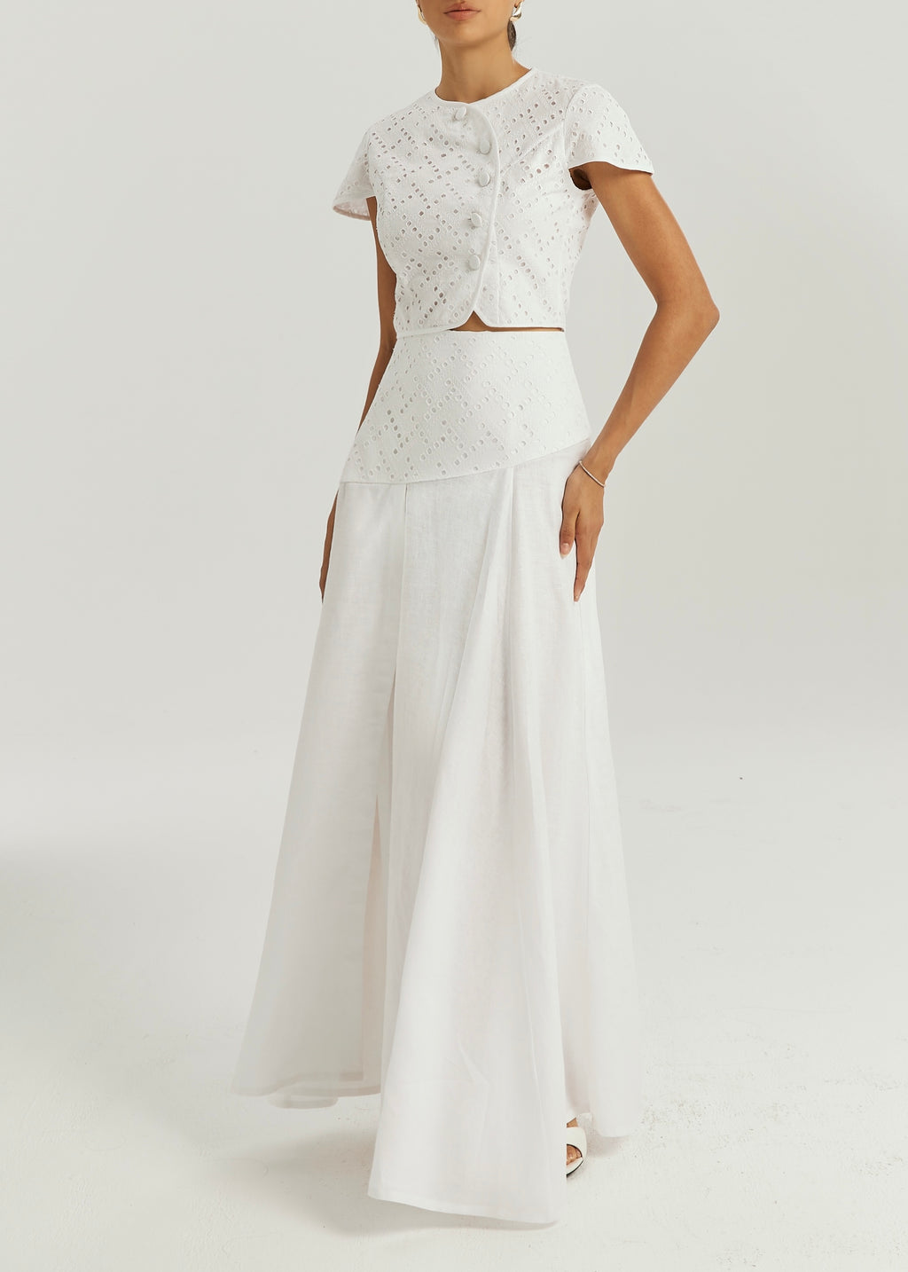 Roxie Cotton Cutwork Top | White