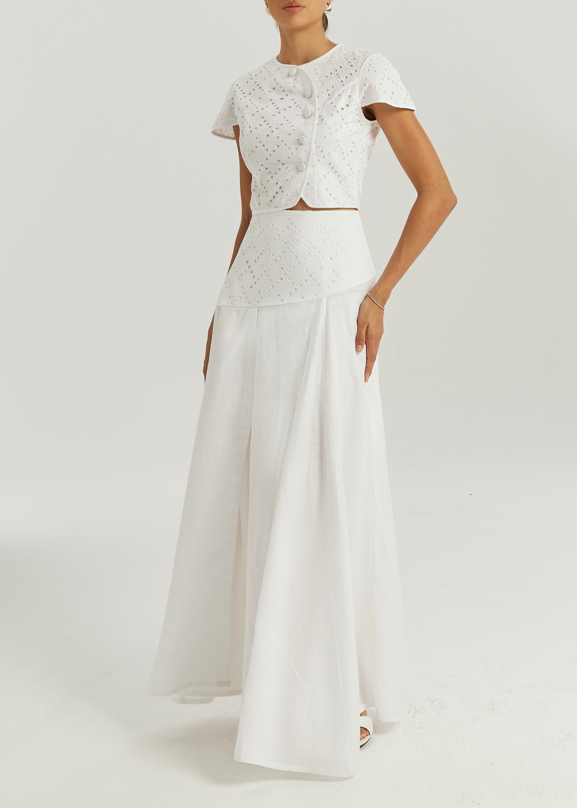 Roxie Cotton Cutwork Top | White