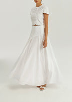 Roxie Cotton Cutwork & Linen Dream Skirt | White