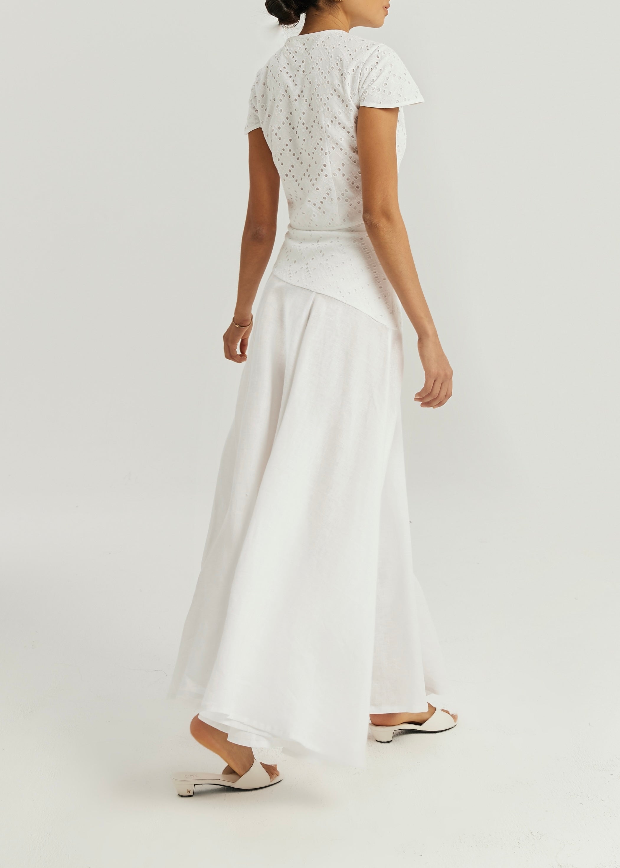 Roxie Cotton Cutwork & Linen Dream Skirt | White