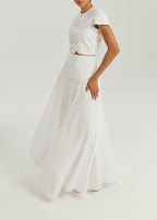 Roxie Cotton Cutwork & Linen Dream Skirt | White