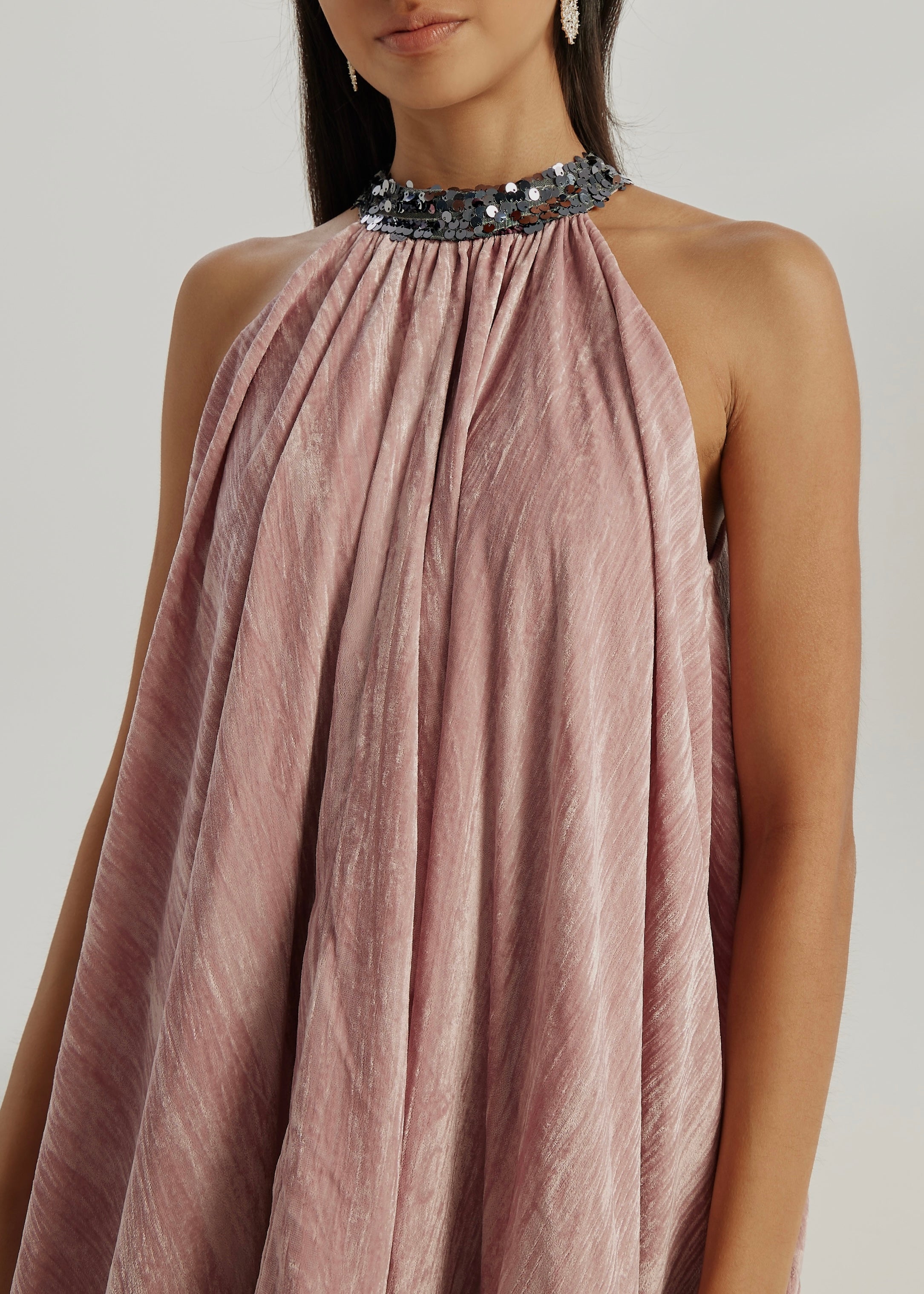 Saskia Velvet & Sequin Dream Dress | Rose Pink