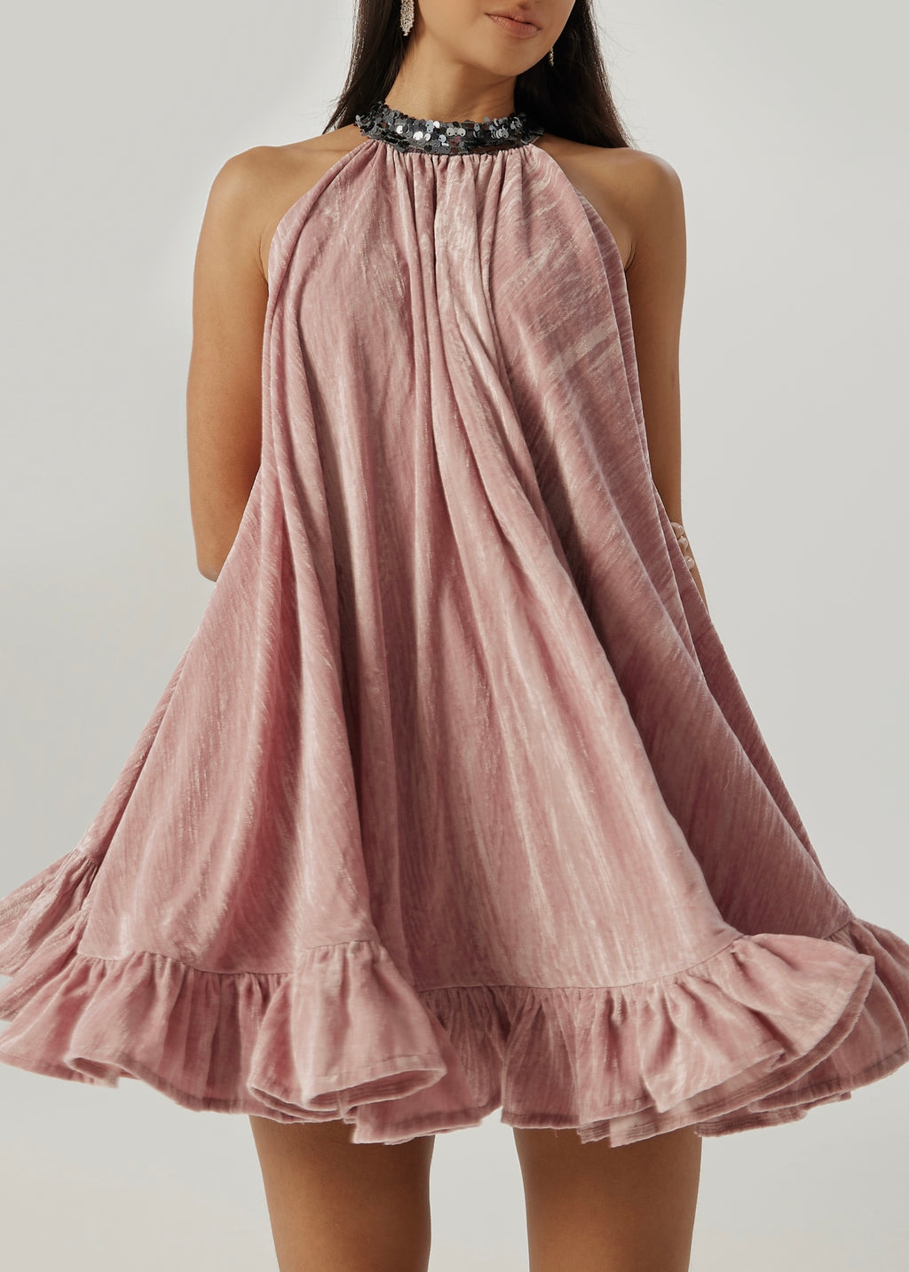 Saskia Velvet & Sequin Dream Dress | Rose Pink