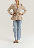 Selina Ruched Waist Elegance Blazer | Almond