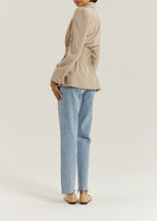 Selina Ruched Waist Elegance Blazer | Almond