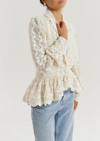Serene Scallop Lace Knit Cardigan | Cream
