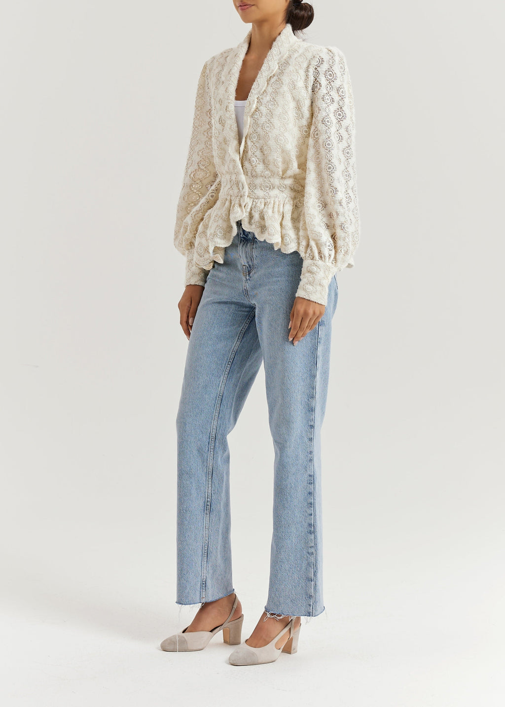 Serene Scallop Lace Knit Cardigan | Cream