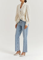 Serene Scallop Lace Knit Cardigan | Cream