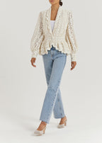 Serene Scallop Lace Knit Cardigan | Cream