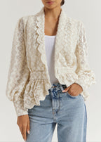 Serene Scallop Lace Knit Cardigan | Cream