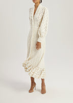 Serene Scallop Lace Knit Dress | Cream